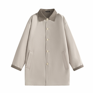 WASSUP潮牌高级感千鸟格中长款风衣2026春秋新款韩系宽松翻领外套