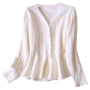 软糯温暖卡腰显瘦修身洋气漂亮针织开衫外套长袖小香风女毛衣Q948