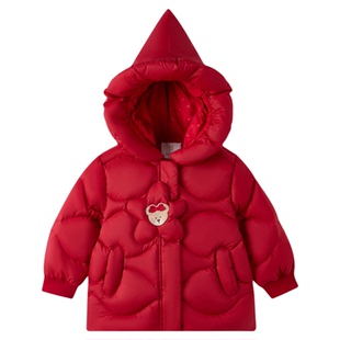 【三防】PawinPaw卡通小熊童装25年冬季新款女宝宝连帽羽绒服