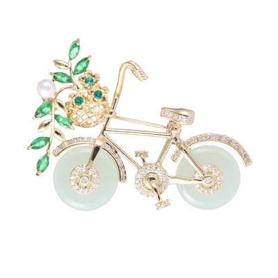 创意设计高档自行车胸针女款