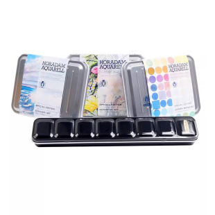 德国schmincke史明克水彩套装复古水彩小史mini长条行李箱银色盒