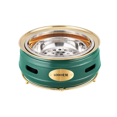 2025新款韩式碳烤炉商用烤肉店合金泥炉圆形上排烟炭火烤肉烧烤店