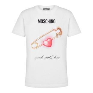 【礼物低至5折】Moschino/莫斯奇诺 女士心形安全别针简约百搭T恤