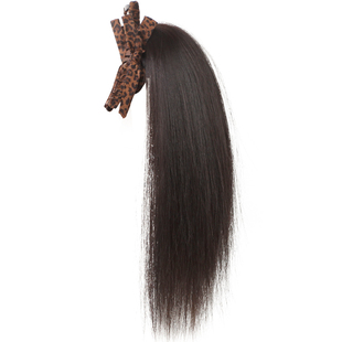 半扎喷泉高马尾假发女豹纹蝴蝶结抓夹瀑布高颅顶短发直马尾假辫子