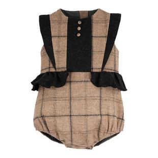 5折■LENFANCE 现货 Popelin 24AW 儿童复古针织衬衫包屁背带短裤