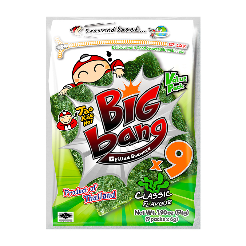 TaoKaeNoi老板仔旗舰店泰国进口零食bigbang烤紫菜装原味54G*3