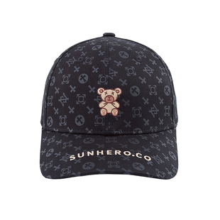 sunhero卡通小熊棒球帽ins韩版轻奢老花男女满版印花遮阳鸭舌帽子