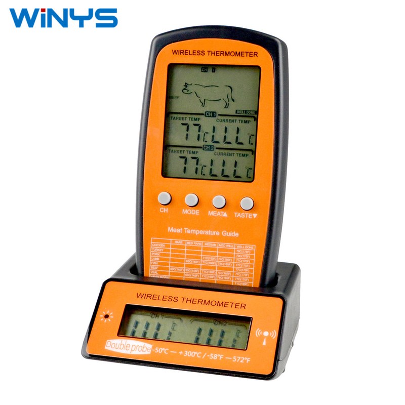 烧烤烘焙熬糖无线接收探针智能设定温度计烤肉可双温度计报警食品