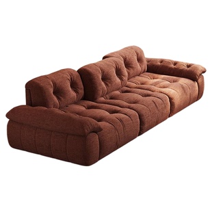 棉花糖客厅可拆洗调节高靠背意式极简直排三人雪尼尔布艺云漫沙发