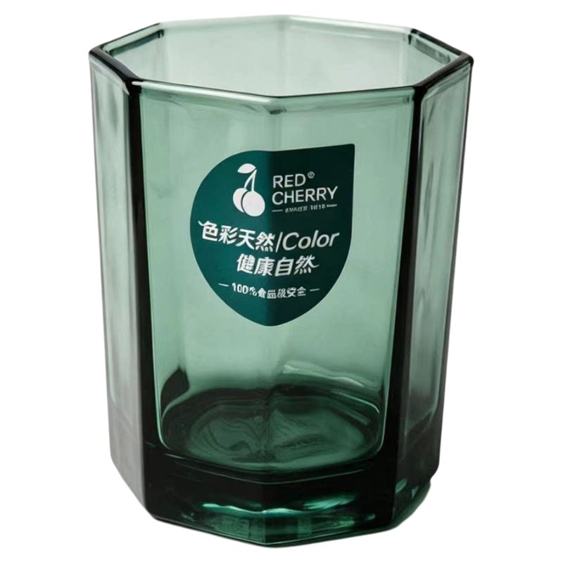 红樱桃加厚八角竖条玻璃杯