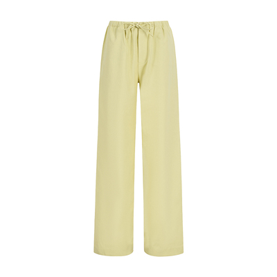 粉色松紧腰百搭直筒宽松休闲裤子