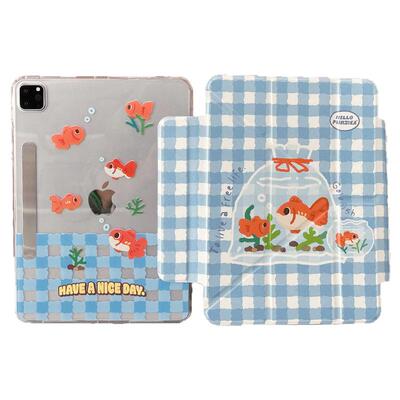 Pumzika原创金鱼可拆卸可爱保护套适用于ipad pro10.9寸11寸磁吸翻盖笔槽ipad壳苹果平板保护套
