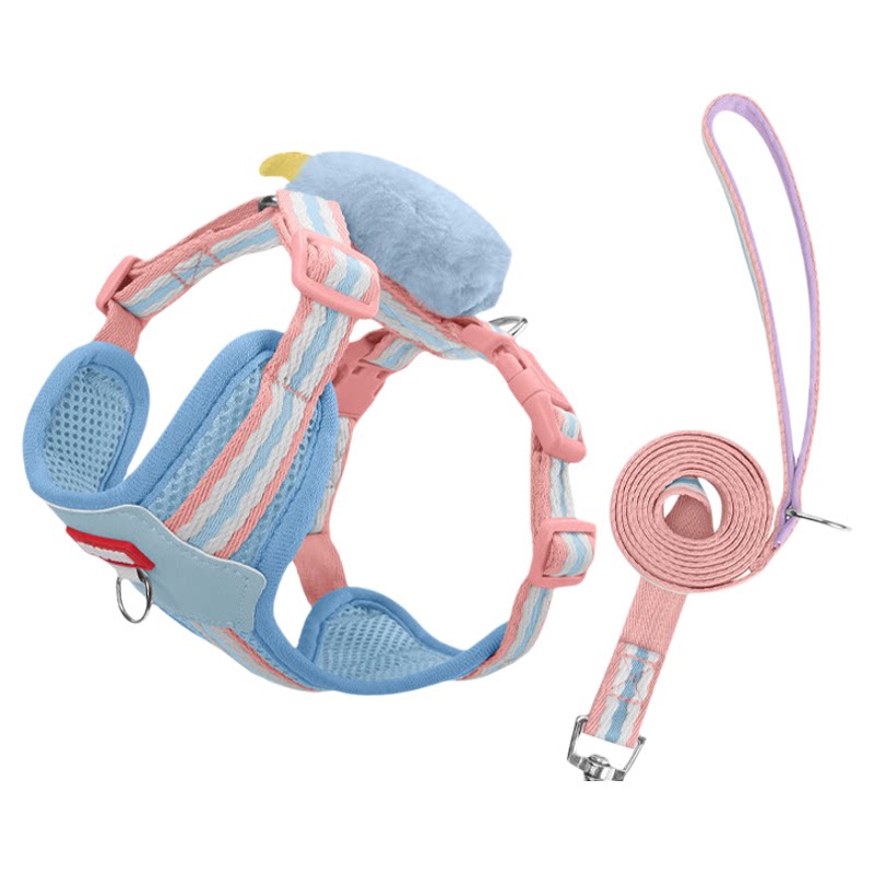 轻量工字狗狗胸背高颜值小狗小体犬胸背心式牵引绳多巴胺玩偶狗绳