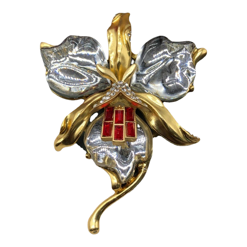 中古西洋兰花打标云纹果冻树脂胸