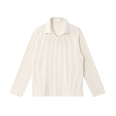 CLIMAX VISION老钱风舒适慵懒麦穗纹针织POLO衫内搭V领长袖T恤