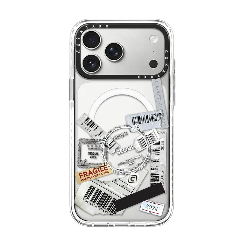 韩国首尔圣水限定苹果18Promax适用于iPhone17Promax手机壳16pro时尚简约标签卡通15Pro可爱14/13/12磁吸硬壳