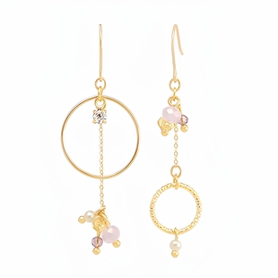 OSEWAYA耳环圆圈镶钻气质不对称耳饰高级感少女感新款夏日耳钉