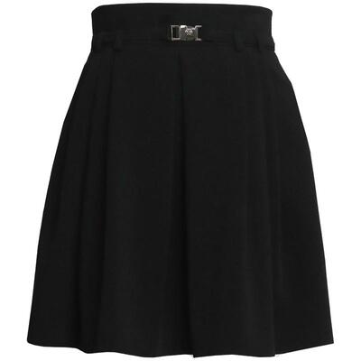 OBEG欧碧倩不规则压褶黑色半身裙秋冬高腰a字裙10444020