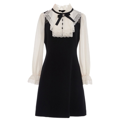 商场同款蕾丝撞色拼接COCOON