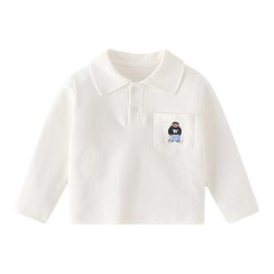 男童polo衫春装婴儿打底衣服长袖T恤男宝宝白色衬衫春秋内搭上衣