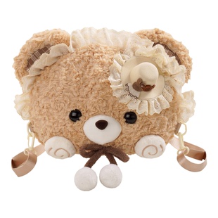 【小羊古力&小熊古力】可爱lolita大脸斜挎包包毛绒玩偶双肩背包J