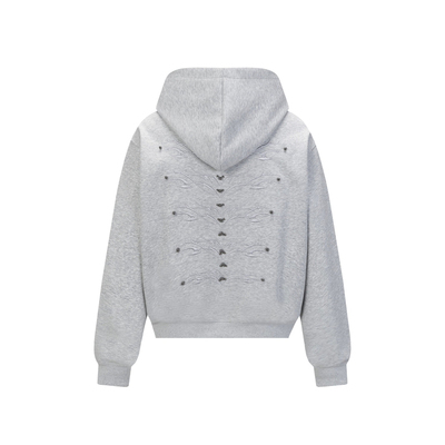 刺绣金属铆钉连帽卫衣男外套