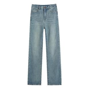 加绒牛仔裤女2026新款浅色小个子女士显瘦阔腿裤子冬季窄版直筒裤