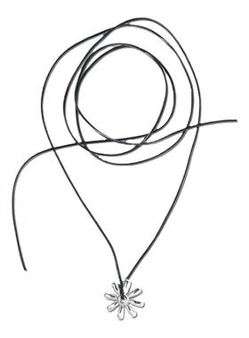 繁花系列趣味花花皮绳项链轻奢时尚百搭韩风简约小众设计感配饰女