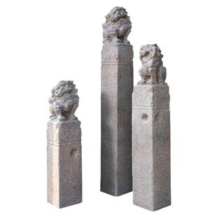 中式庭院仿古拴马桩狮子花园造景布置栓马柱落地摆件室内玄关装饰