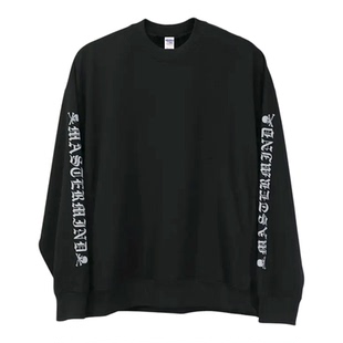 mmj oldschool风格梵文黑色字母圆领卫衣男女情侣宽松上衣潮休闲