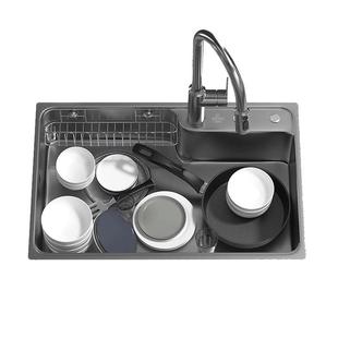 潜水艇厨房水槽304不锈钢纳米洗碗池隔渣槽滤渣洗菜盆日式大单槽