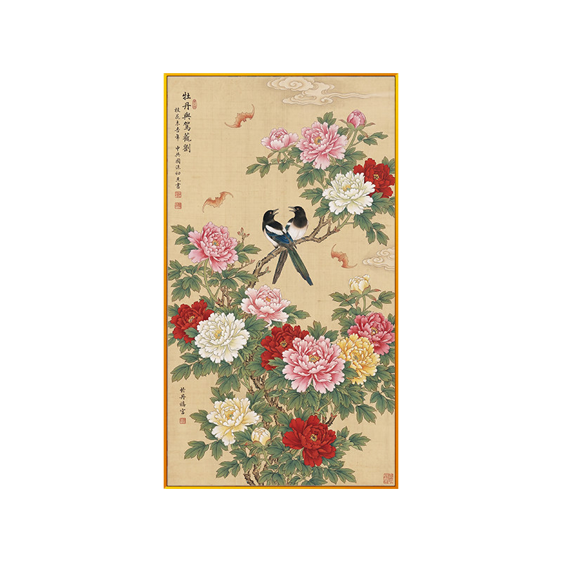 花开富贵十字绣2026新款入户玄关全绣喜上枝头线绣牡丹花开自绣