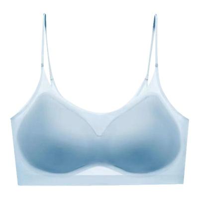 超薄冰丝凉感无痕内衣女性感网纱透气小胸聚拢背心式美背文胸