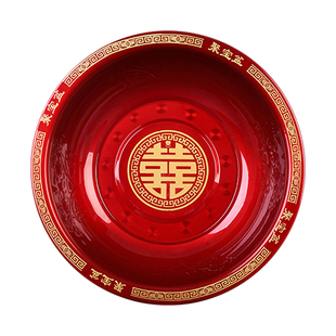 结婚脸盆红盆女方陪嫁新娘嫁妆洗漱用品红色脸盆搪瓷婚庆结婚喜盆