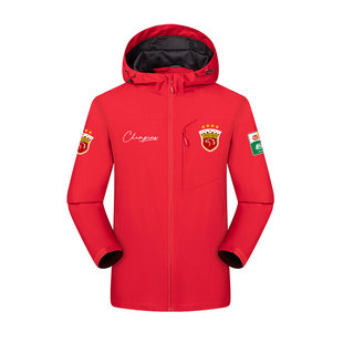 2025上海海港队中超夺冠军4冠纪念上港足球迷冲锋衣夹克男女外套