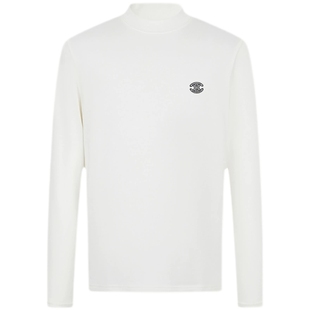 Cavalli Class卡沃利绣标半高领长袖T恤男春季纯色简约打底上衣衫