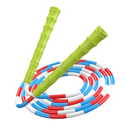 弧光花样跳绳粗珠竹节绳交互绳中小学生团体运动花式长绳多人表演