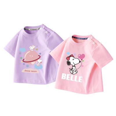 史努比女童夏季洋气短袖T恤