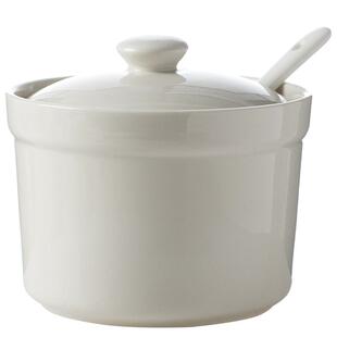 陶瓷调味罐厨房辣椒猪油盐罐鸡精佐料家用耐热高温白瓷带盖调料盒