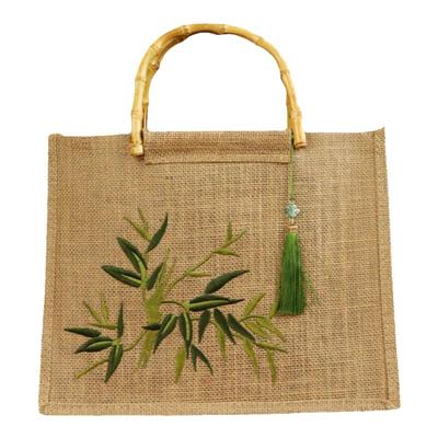 棉麻布袋古风刺绣原创设计竹把包