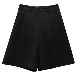 黑色西装短裤女夏宽松2024新款直筒外穿中裤薄高腰a字休闲五分裤