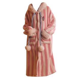 Gukoo/果壳睡袍女冬季迪士尼联名新款珊瑚绒保暖女士家居服睡袍D