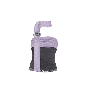 【0329 00:00】今日艺术家原创紫灰色闪点抹胸上衣