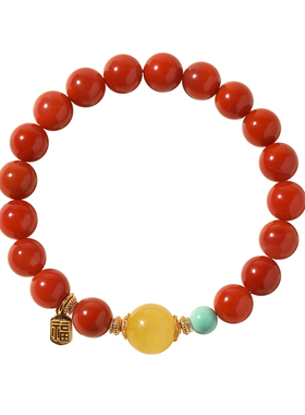 【柿柿如意】天然南红蜜蜡手串