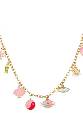 【限时8折】XTASTE 英国 JULY CHILD 多元素吊坠金色项链可爱甜美