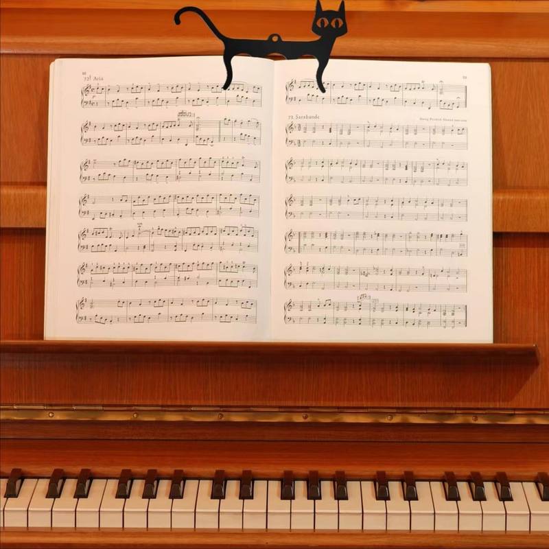 跨境专供猫形吉他曲琴谱钢琴支架页面夹乐谱夹子活页夹书铁书签艺