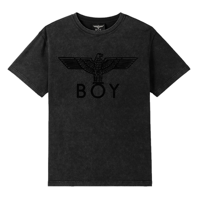 BOYLONDON春夏男女同款铁塔植绒印花朋克潮牌针织短袖T恤N01131