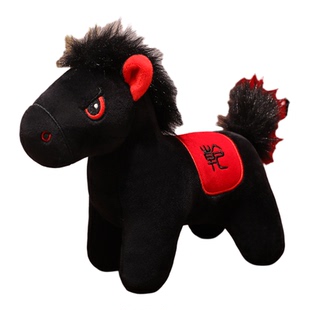 马年吉祥物毛绒公仔本命马年黑马玩偶礼品