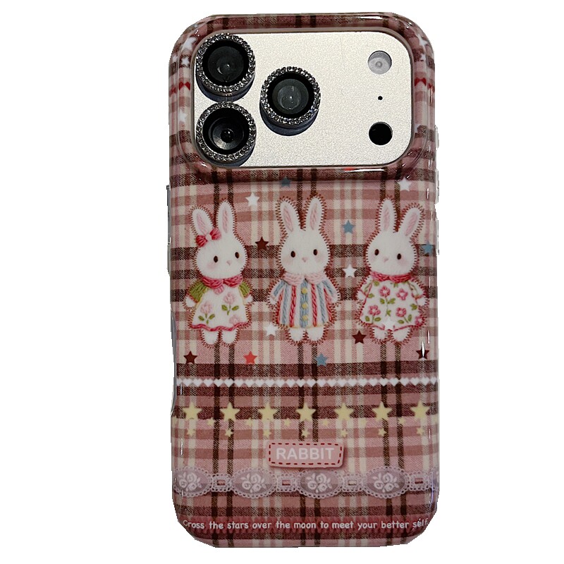 适用苹果系列iPhone18新款手机壳17promax15promax卡通刺色粉色免子16promax14promax半包大孔防摔网红保护套