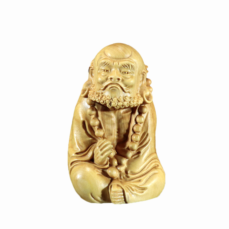小叶黄杨木雕达摩祖师手把件男士随身把玩木质摆件中式佛像工艺品